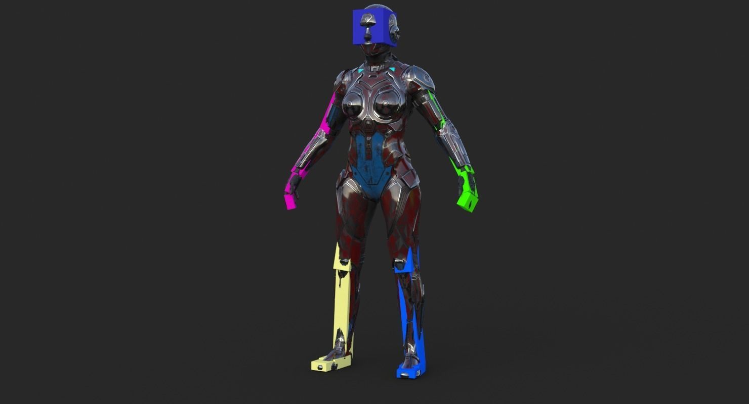 Cyborg Angel Asian Low Poly Low-poly 3D model_20