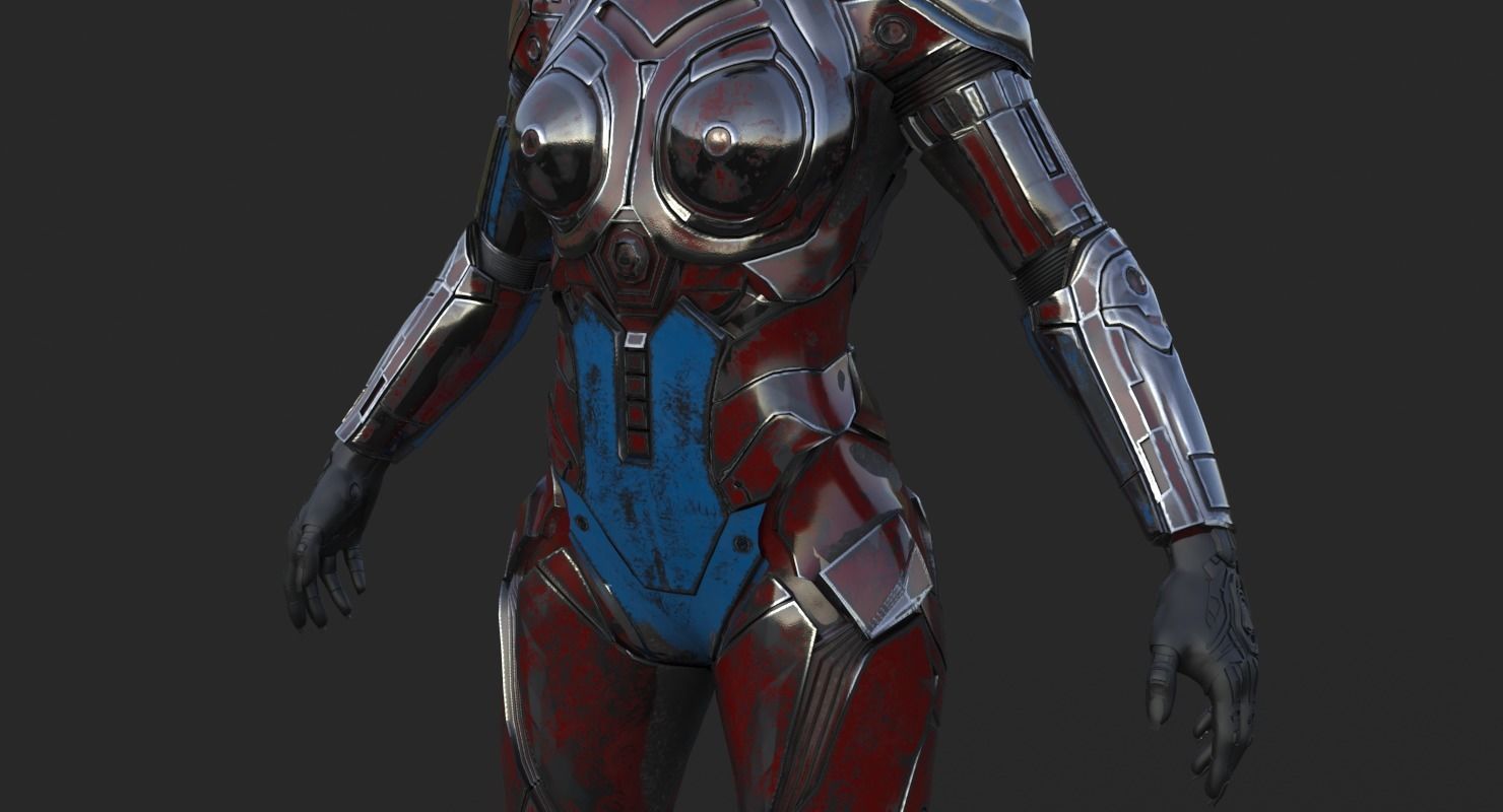 Cyborg Angel Asian Low Poly Low-poly 3D model_12