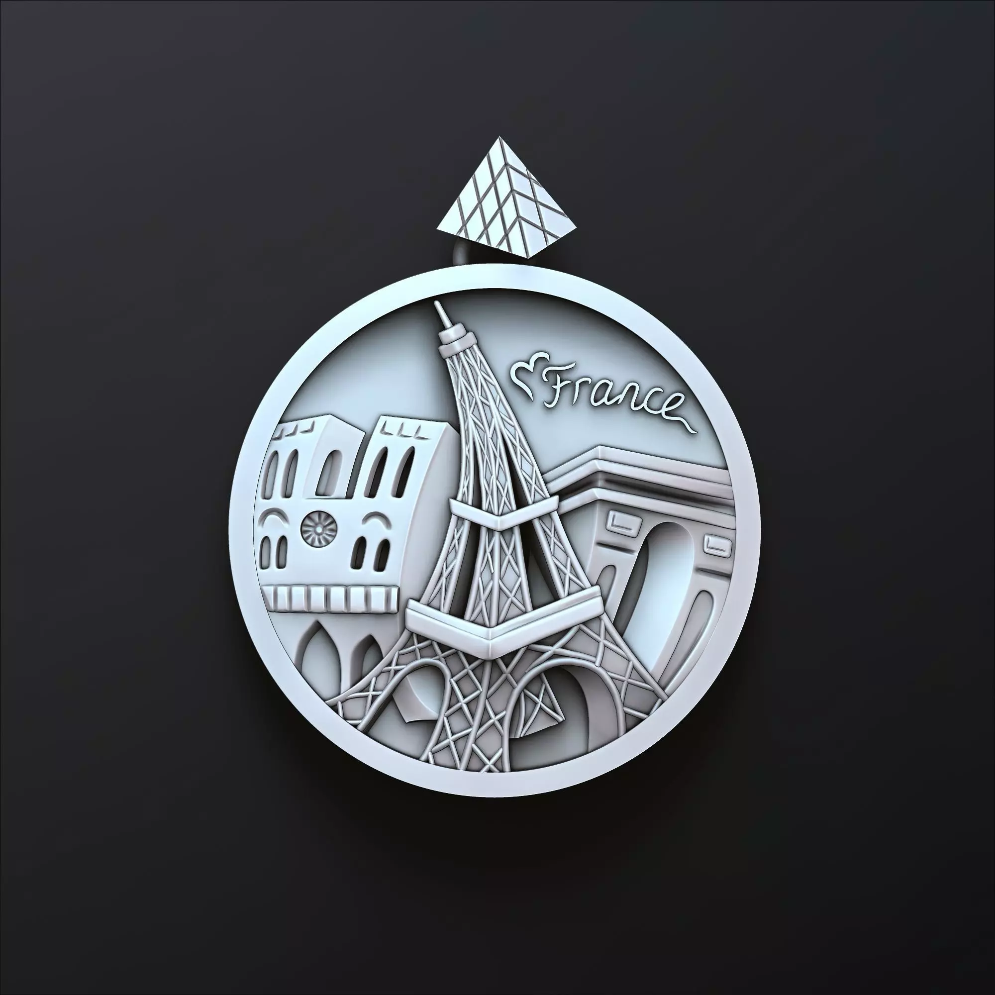 France Pendant 3D print model_0