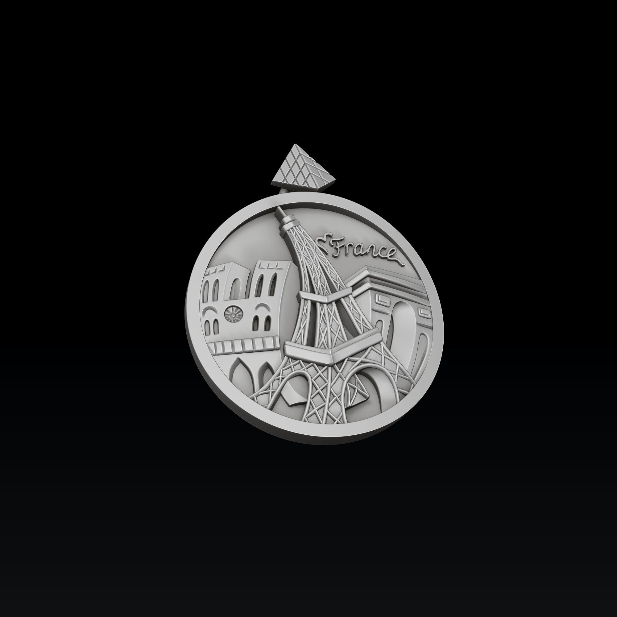 France Pendant 3D print model_2