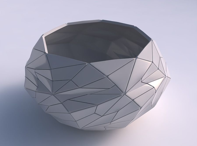 Bowl squeezed twisted with mosaic plates