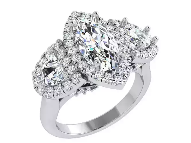 Marquise Cut Diamond Three Stone Ring 3992