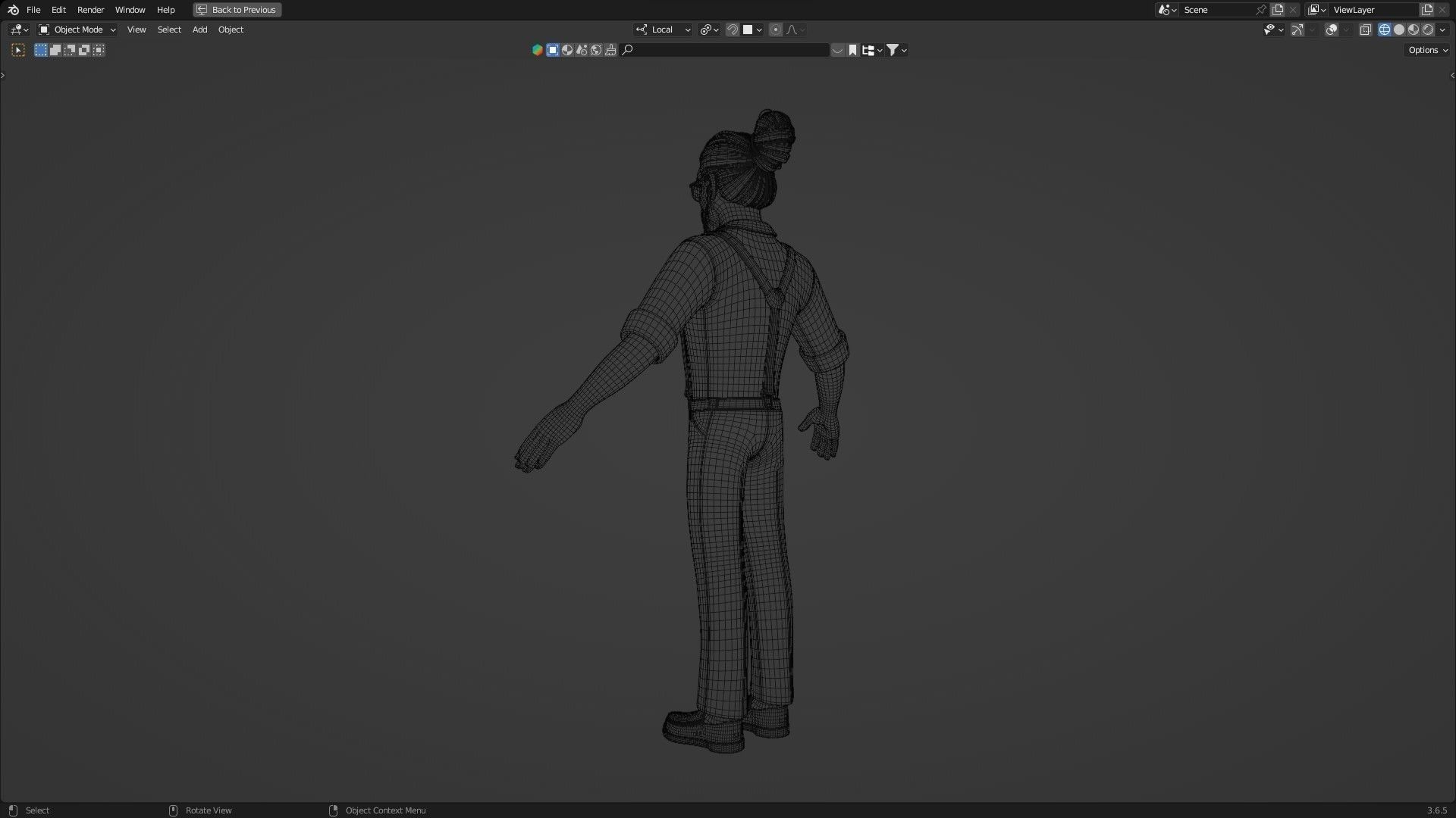 Hipster Man Cartoon Character Low-poly 3D model_22