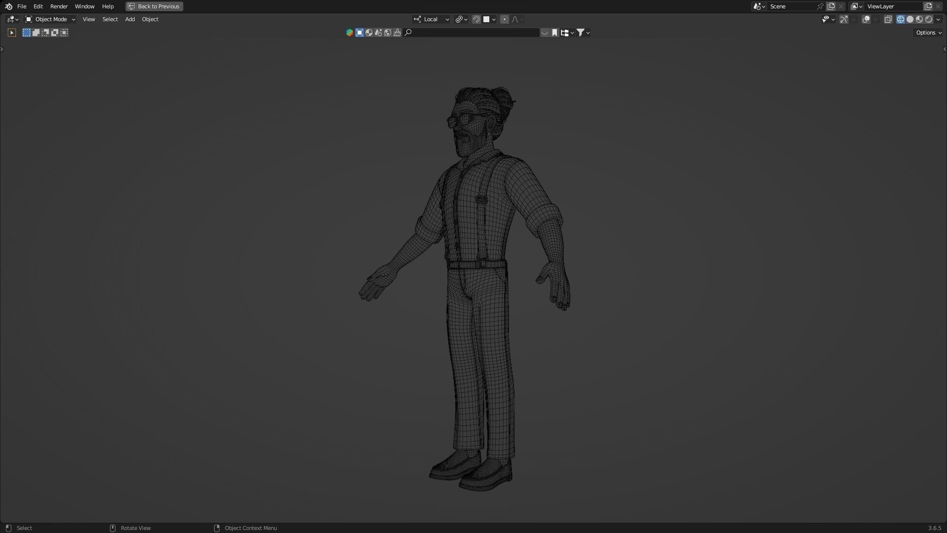 Hipster Man Cartoon Character Low-poly 3D model_20