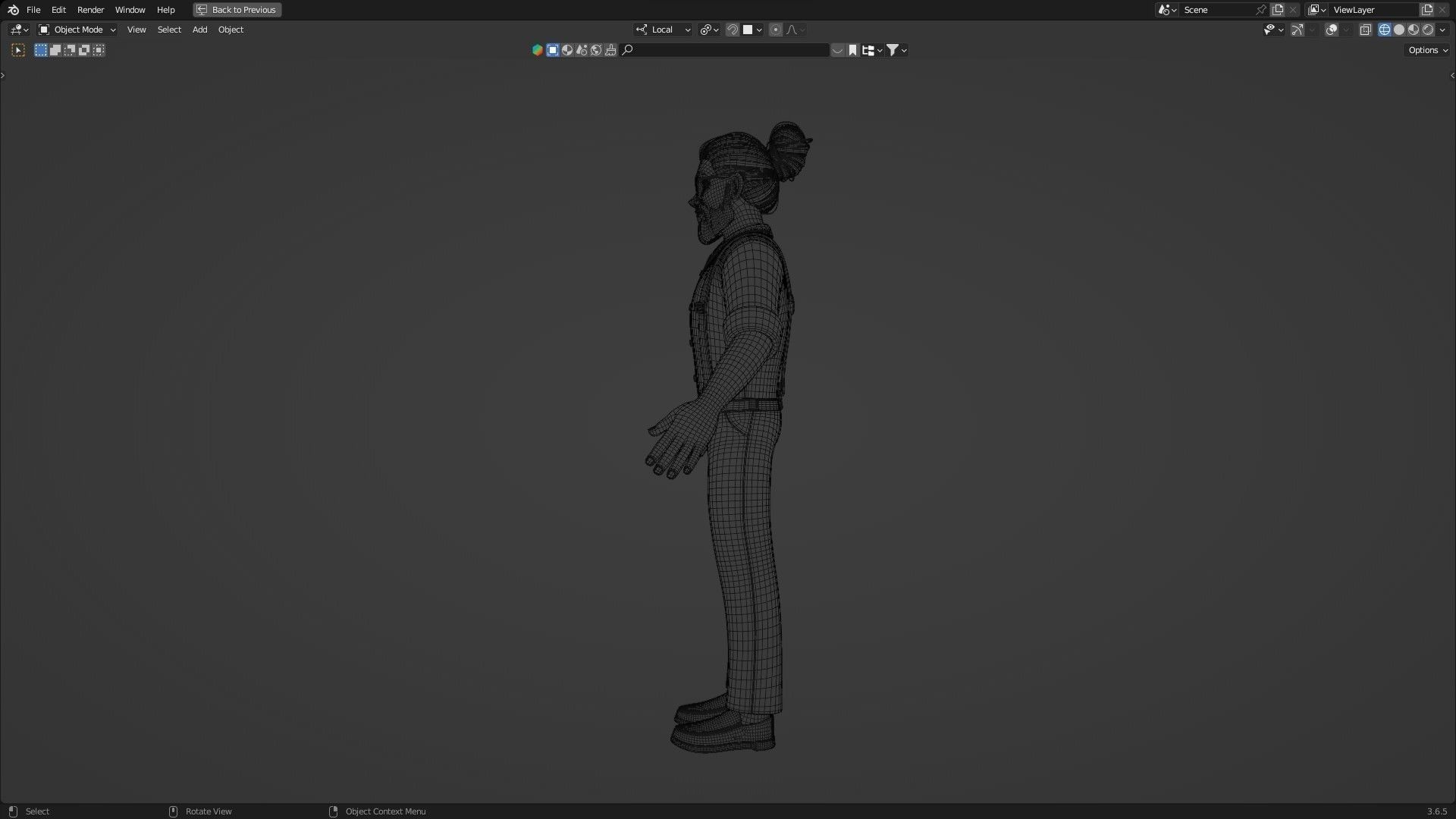 Hipster Man Cartoon Character Low-poly 3D model_21