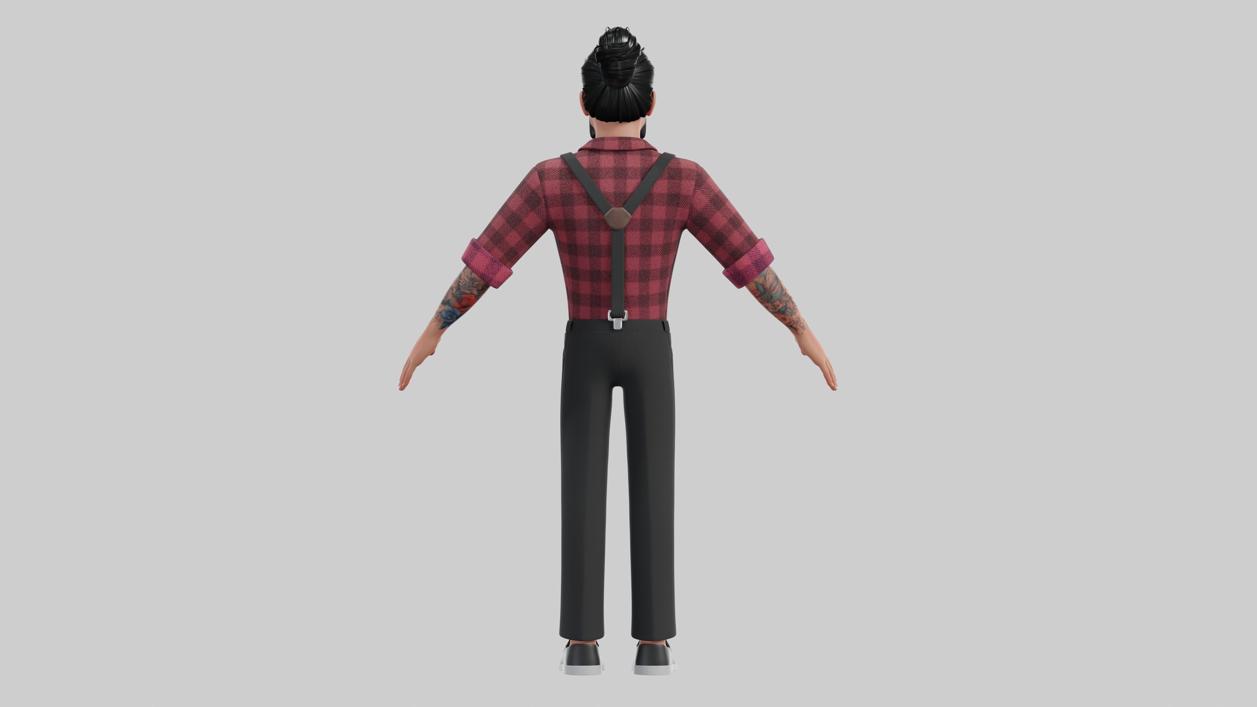 Hipster Man Cartoon Character Low-poly 3D model_15