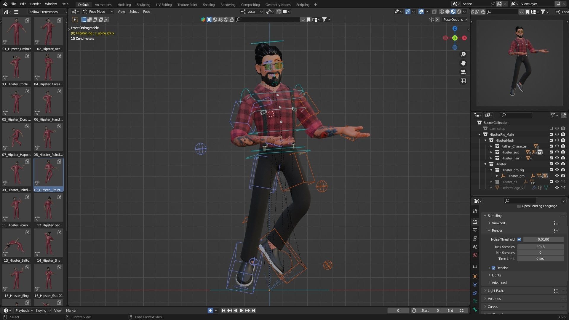 Hipster Man Cartoon Character Low-poly 3D model_3