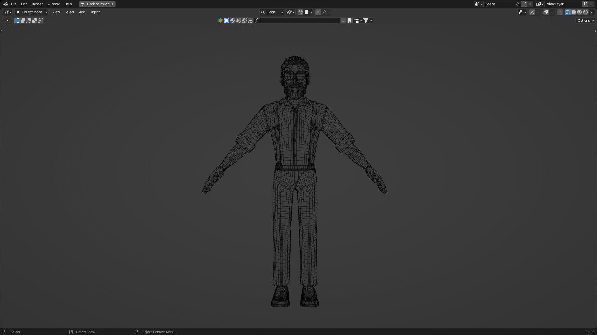 Hipster Man Cartoon Character Low-poly 3D model_19