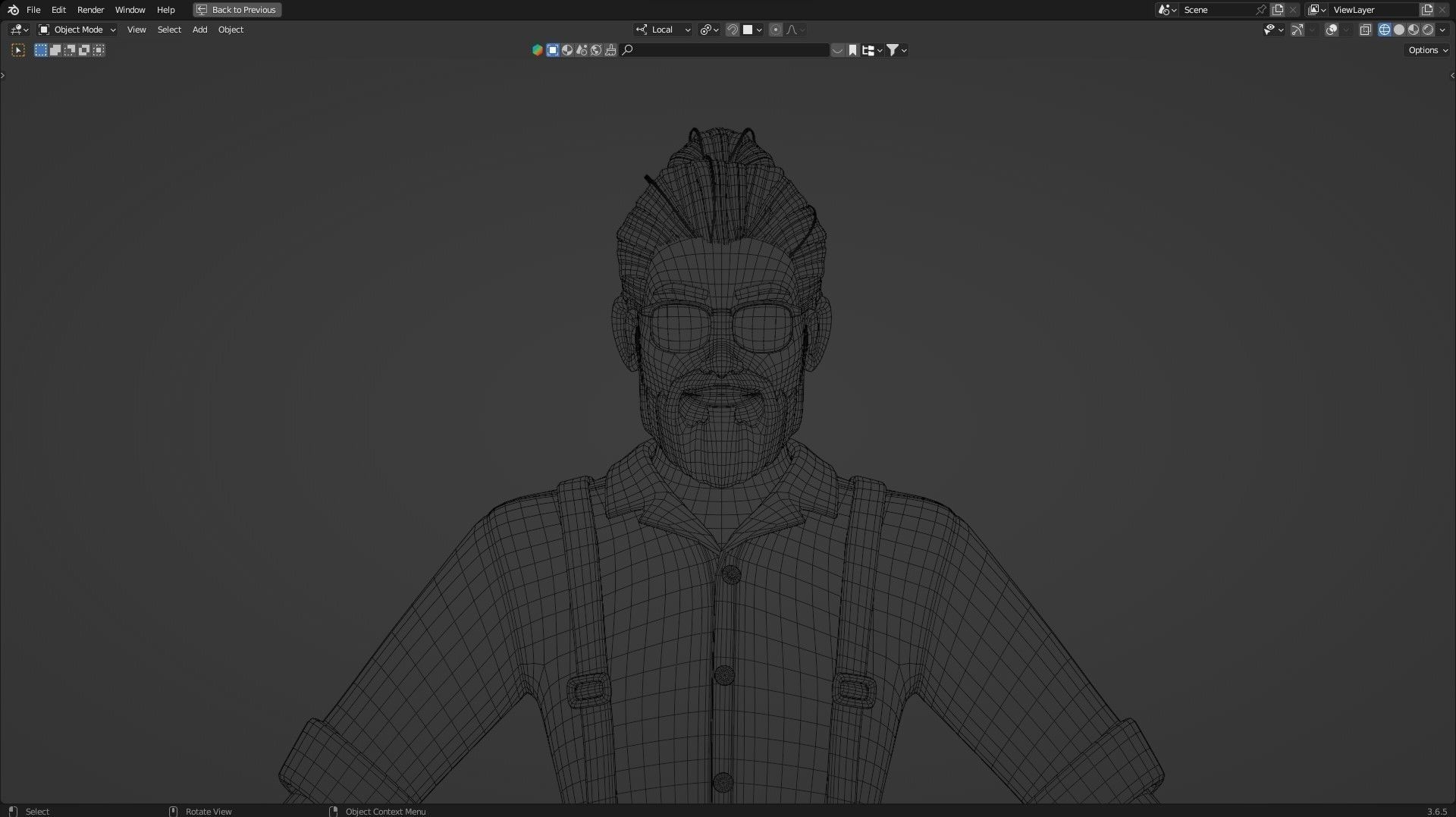 Hipster Man Cartoon Character Low-poly 3D model_24