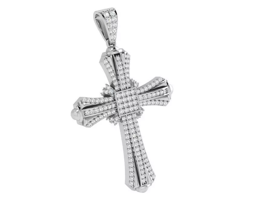 Cross Pendant With Diamonds 3997 3D print model_0
