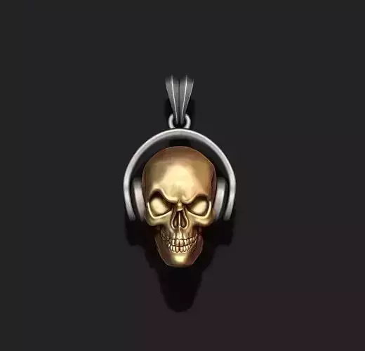 skull with headphones pendant 3D print model