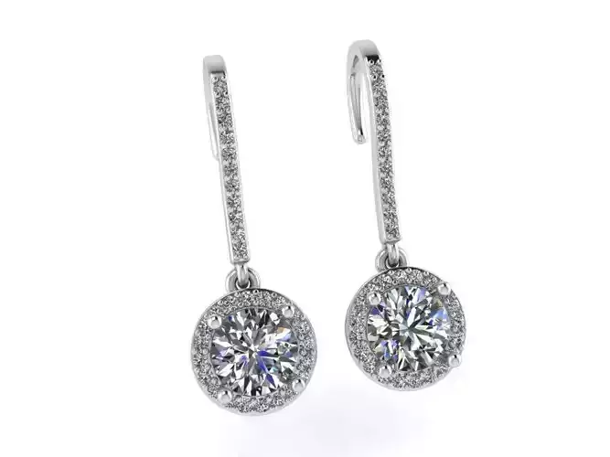 Round Halo Earrings 4001 3D print model