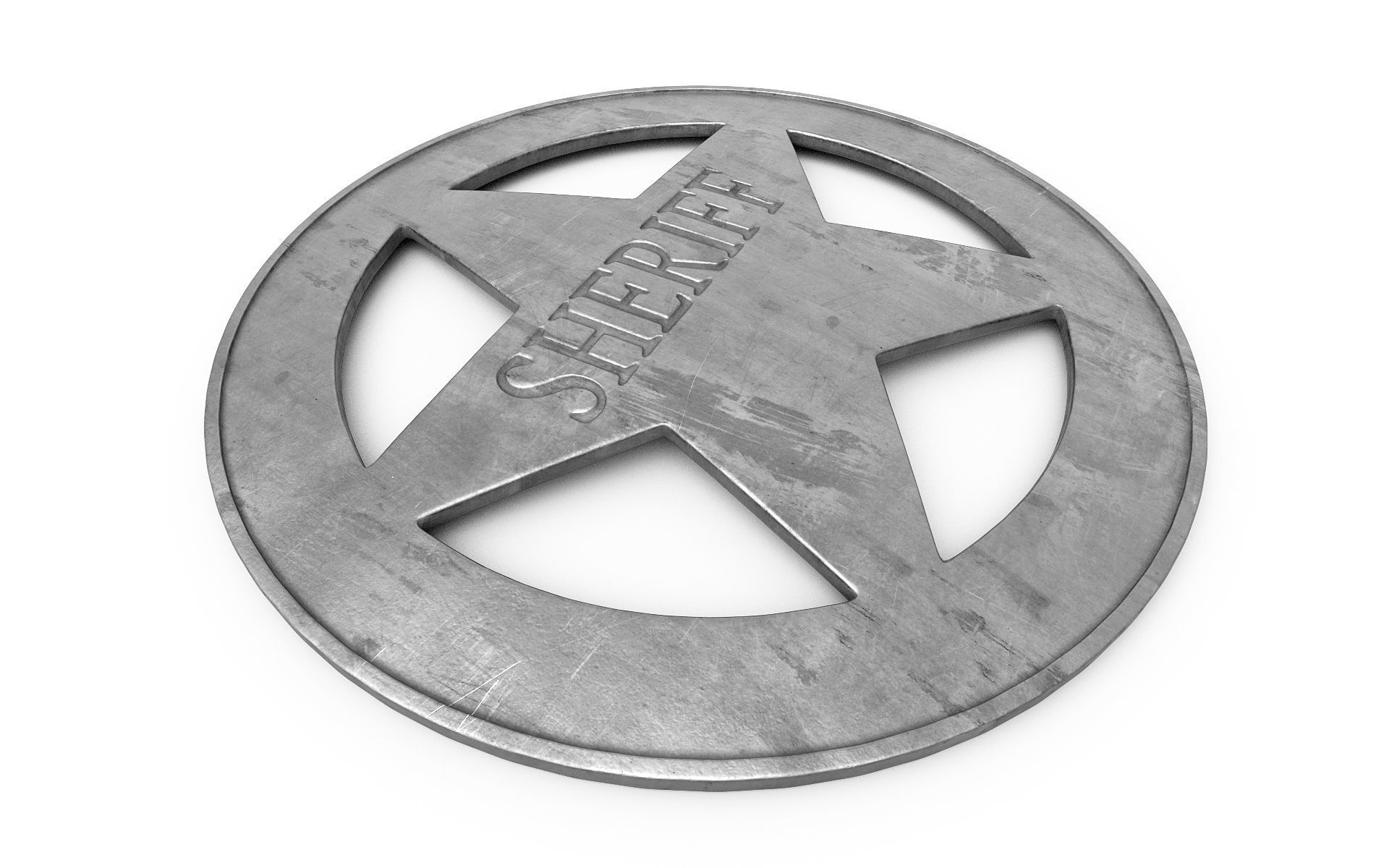 Old Sheriff Badge v3 3D model_1