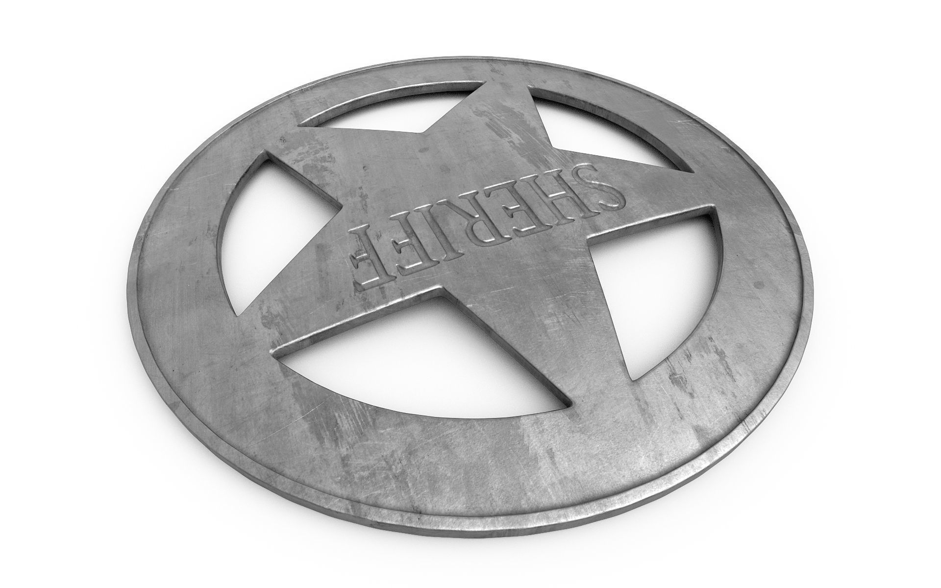Old Sheriff Badge v3 3D model_3