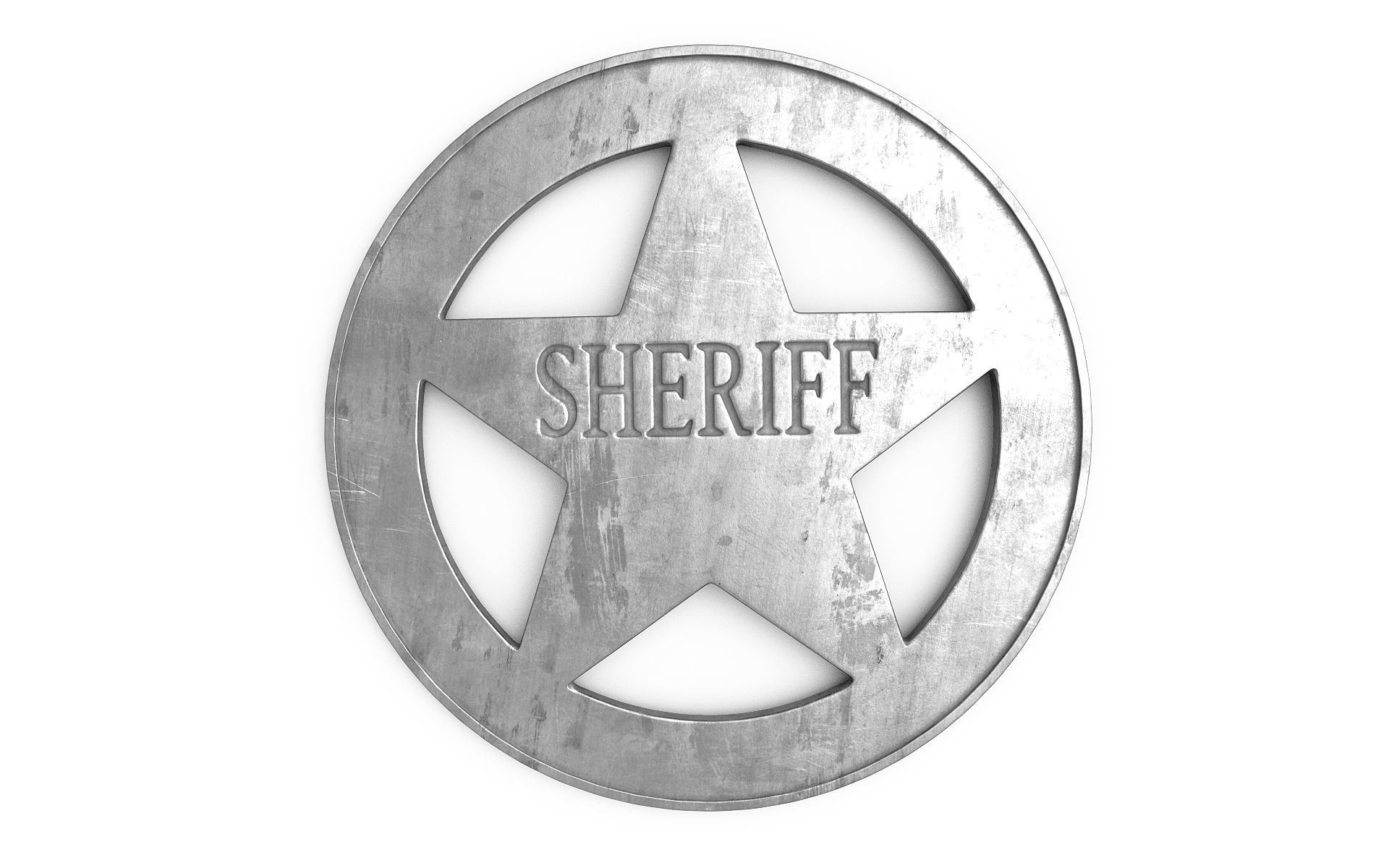 Old Sheriff Badge v3 3D model_6
