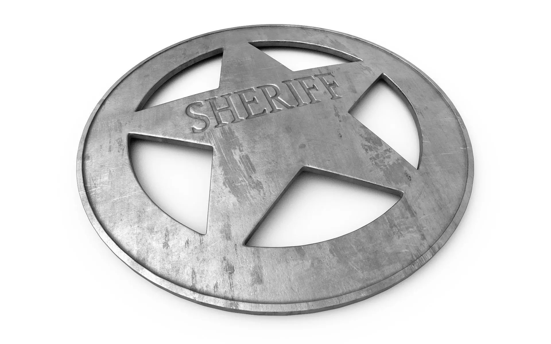 Old Sheriff Badge v3 3D model_0