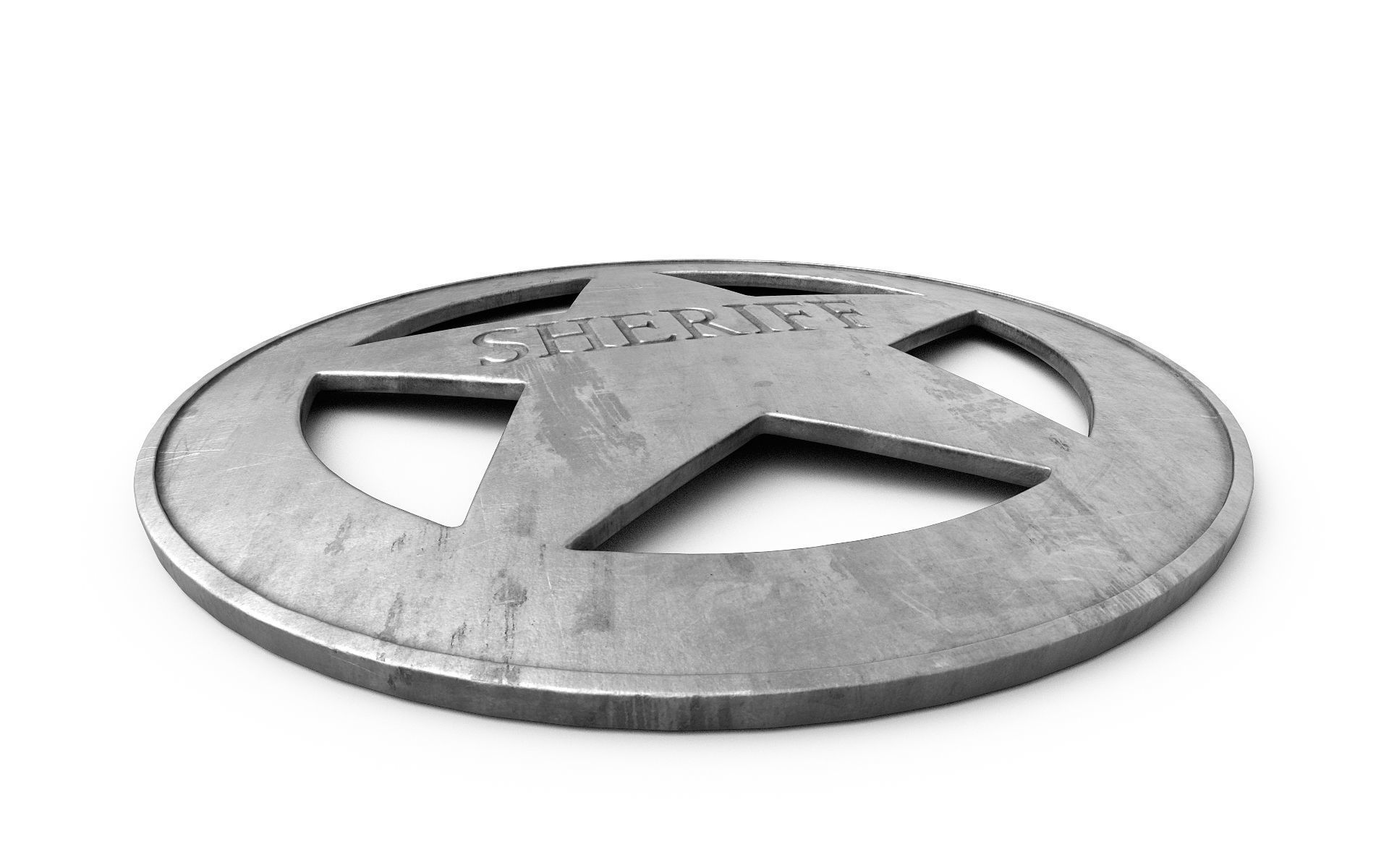 Old Sheriff Badge v3 3D model_7
