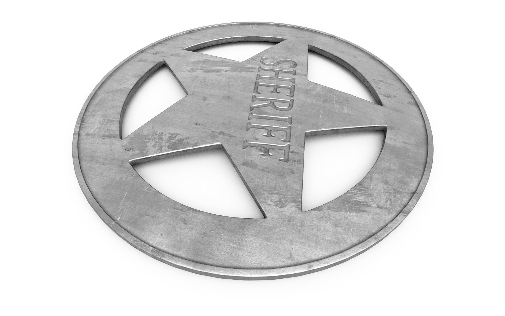 Old Sheriff Badge v3 3D model_4
