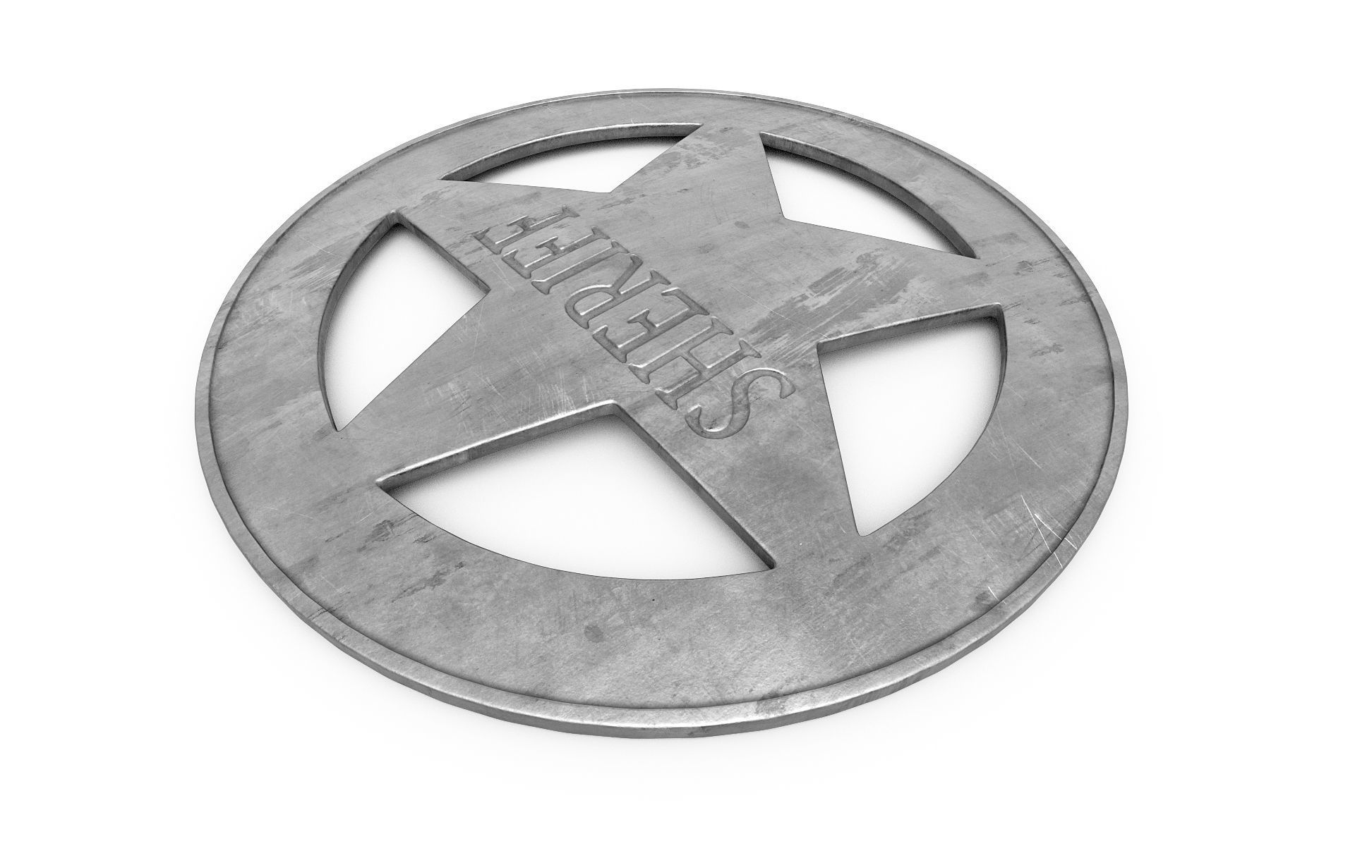 Old Sheriff Badge v3 3D model_2