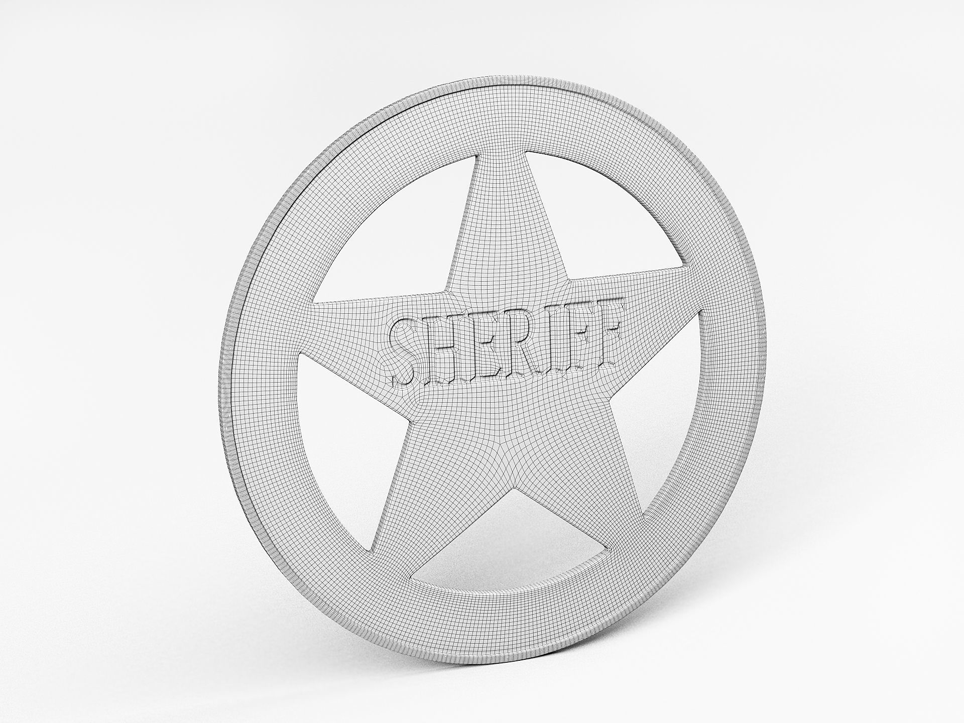 Old Sheriff Badge v3 3D model_8