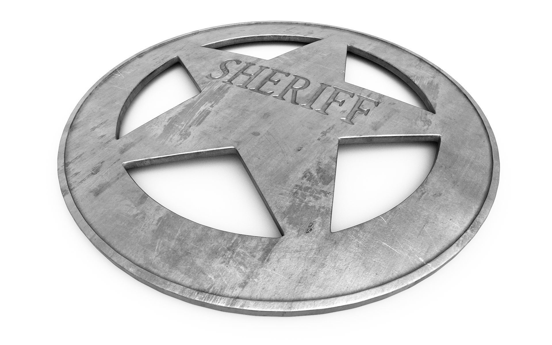 Old Sheriff Badge v3 3D model_5