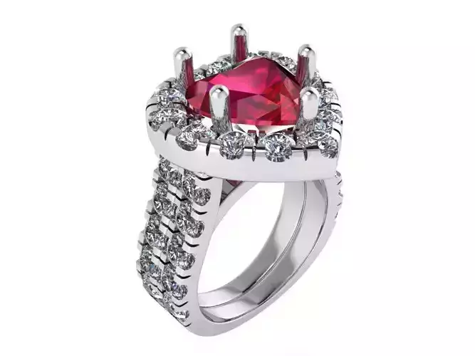 Heart Halo Rubin Ring 4006