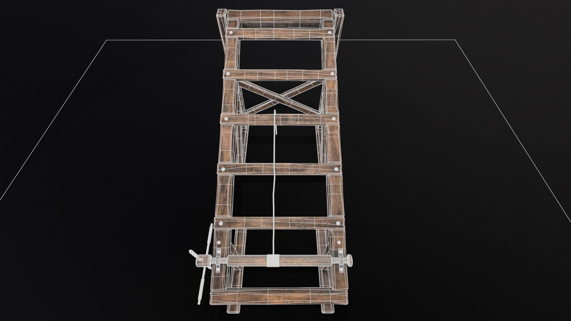 Medieval Rack Torture Device Low-poly 3D model_7