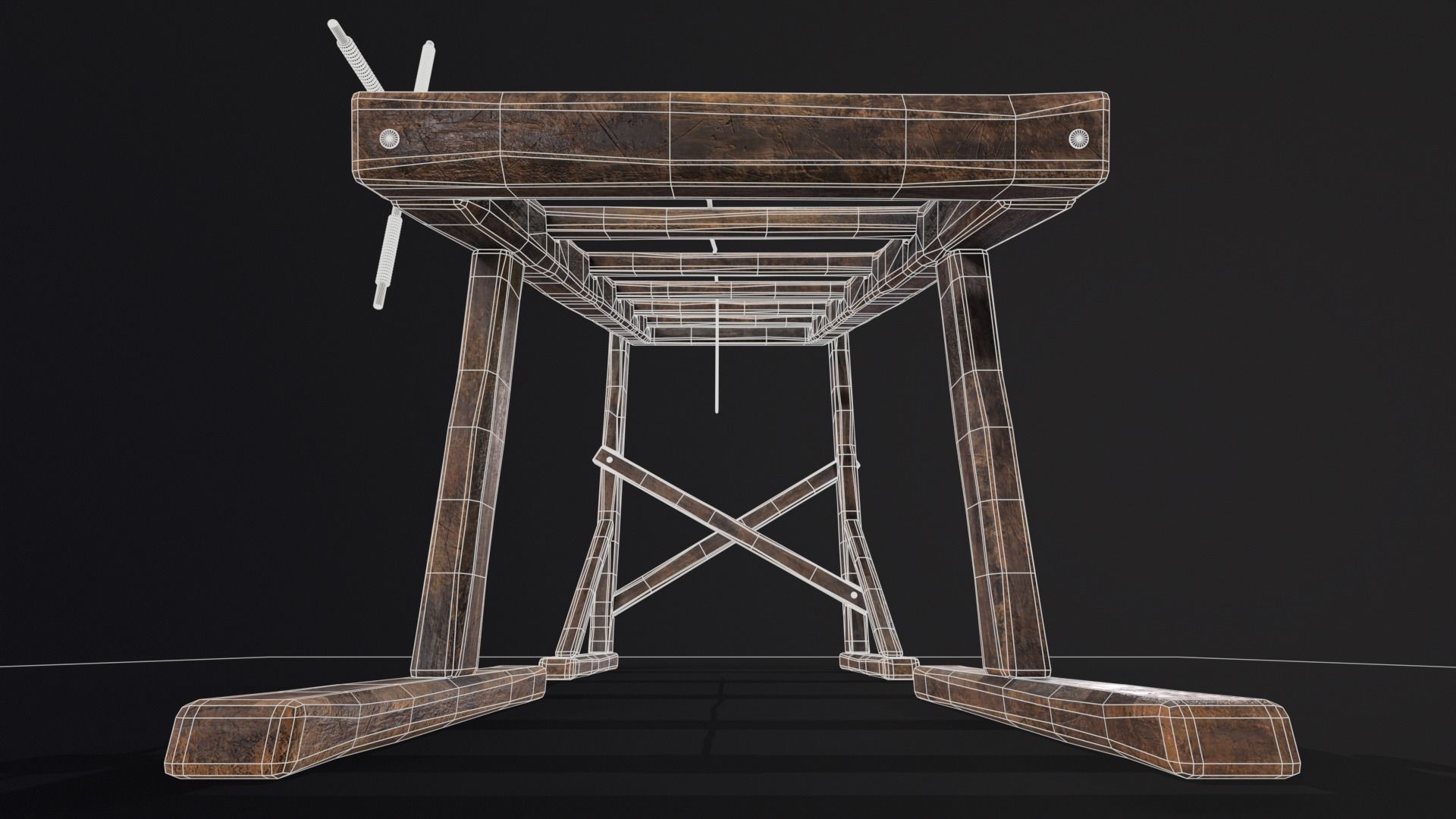 Medieval Rack Torture Device Low-poly 3D model_21