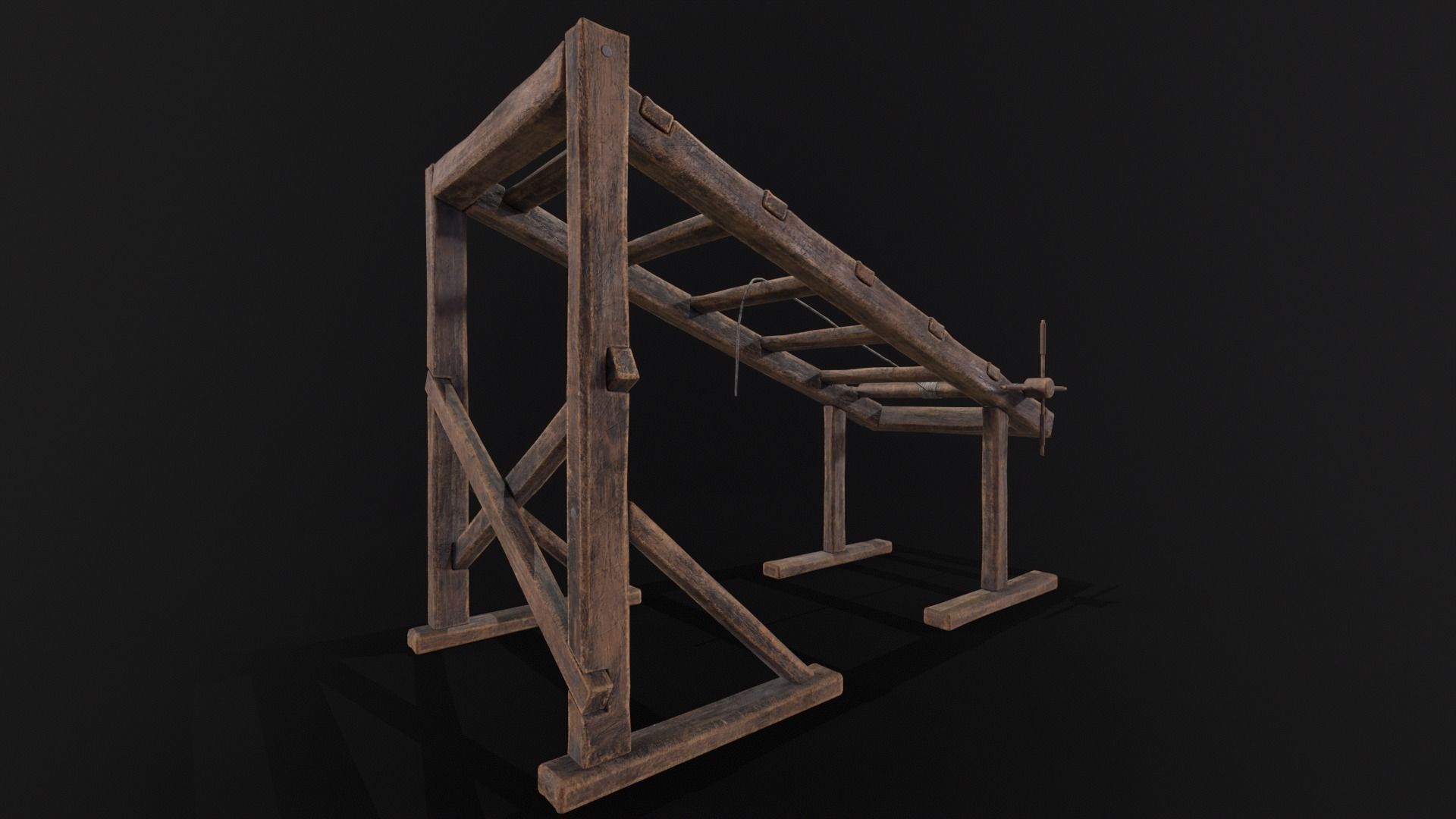 Medieval Rack Torture Device Low-poly 3D model_18