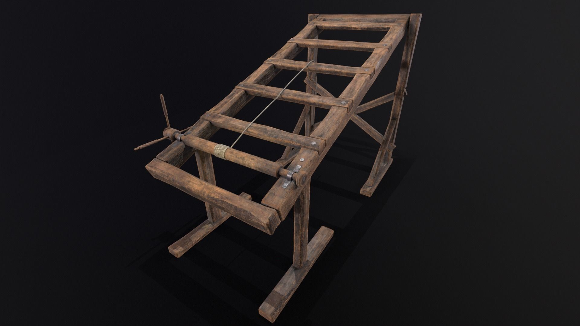 Medieval Rack Torture Device Low-poly 3D model_8
