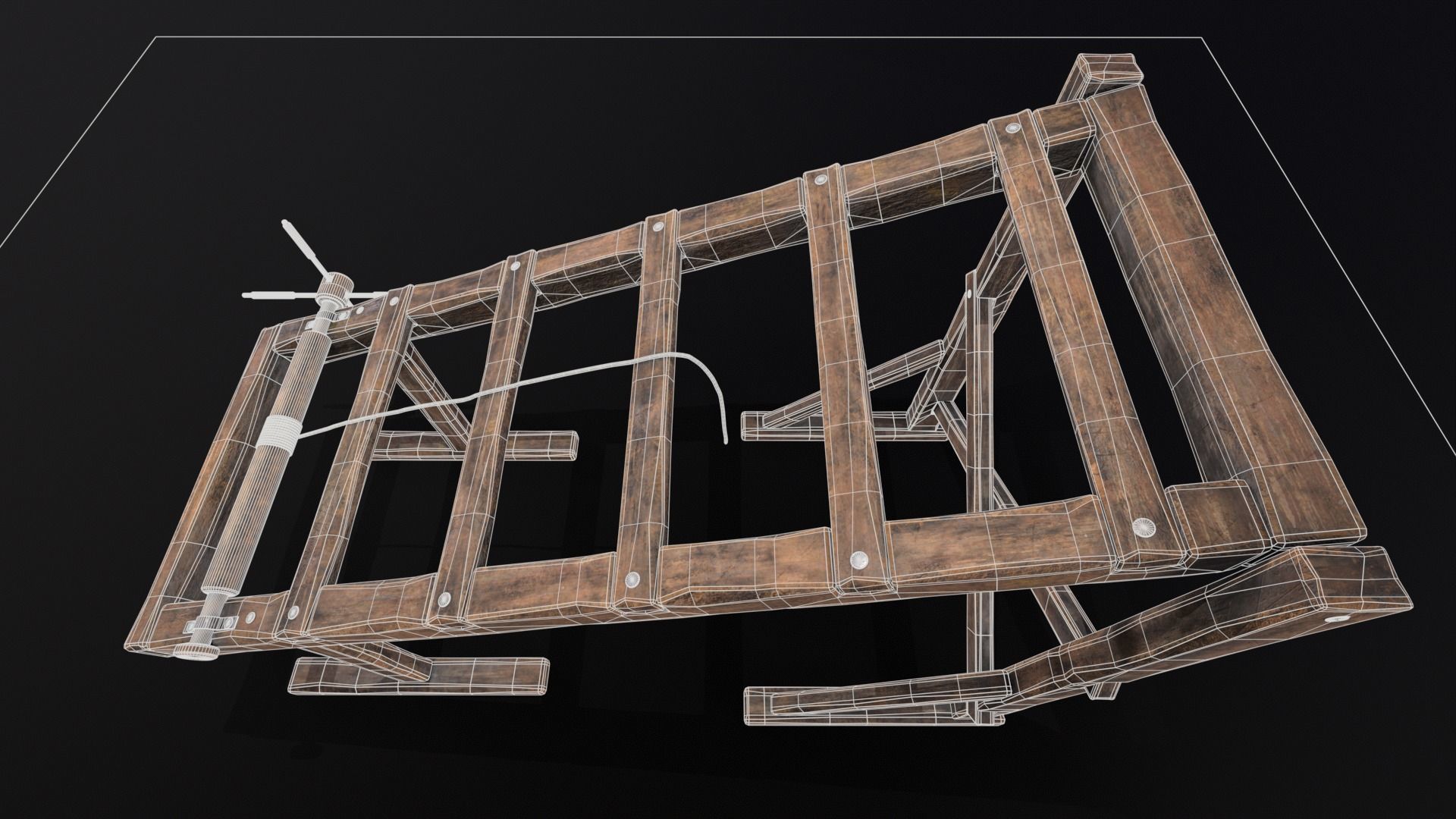 Medieval Rack Torture Device Low-poly 3D model_13