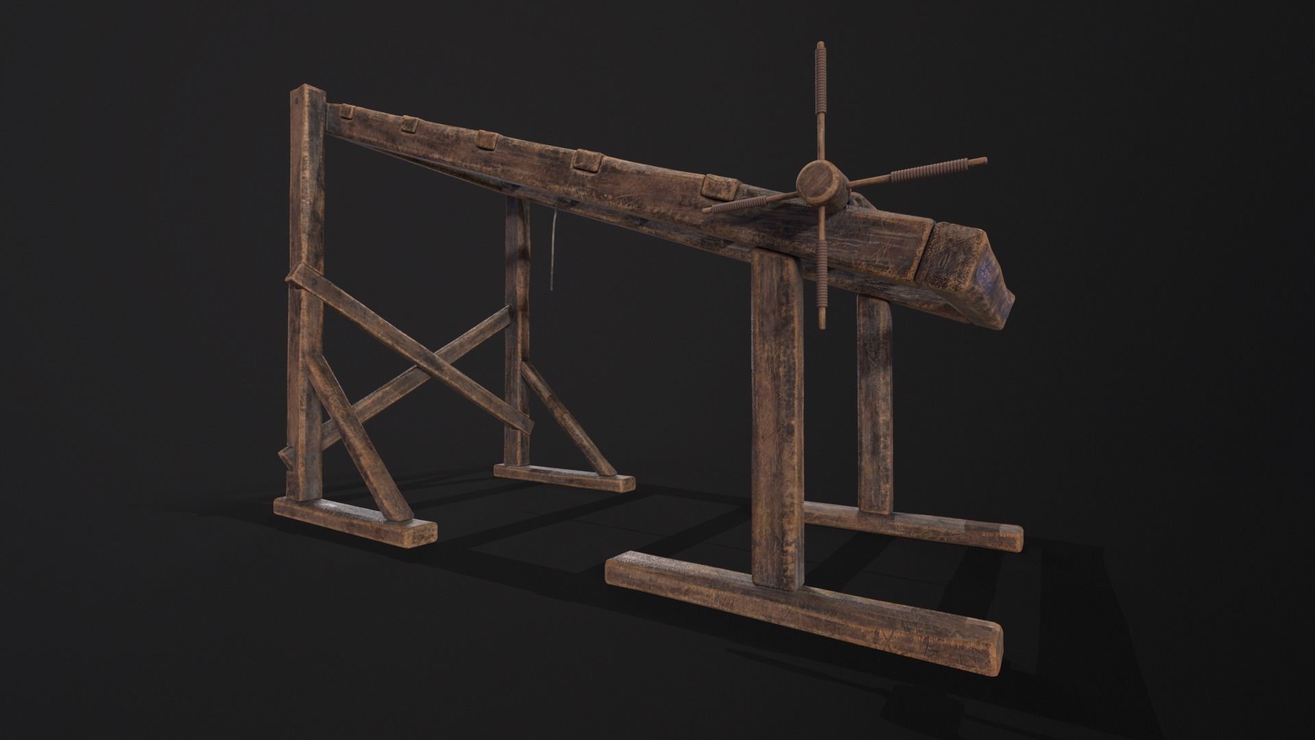 Medieval Rack Torture Device Low-poly 3D model_4