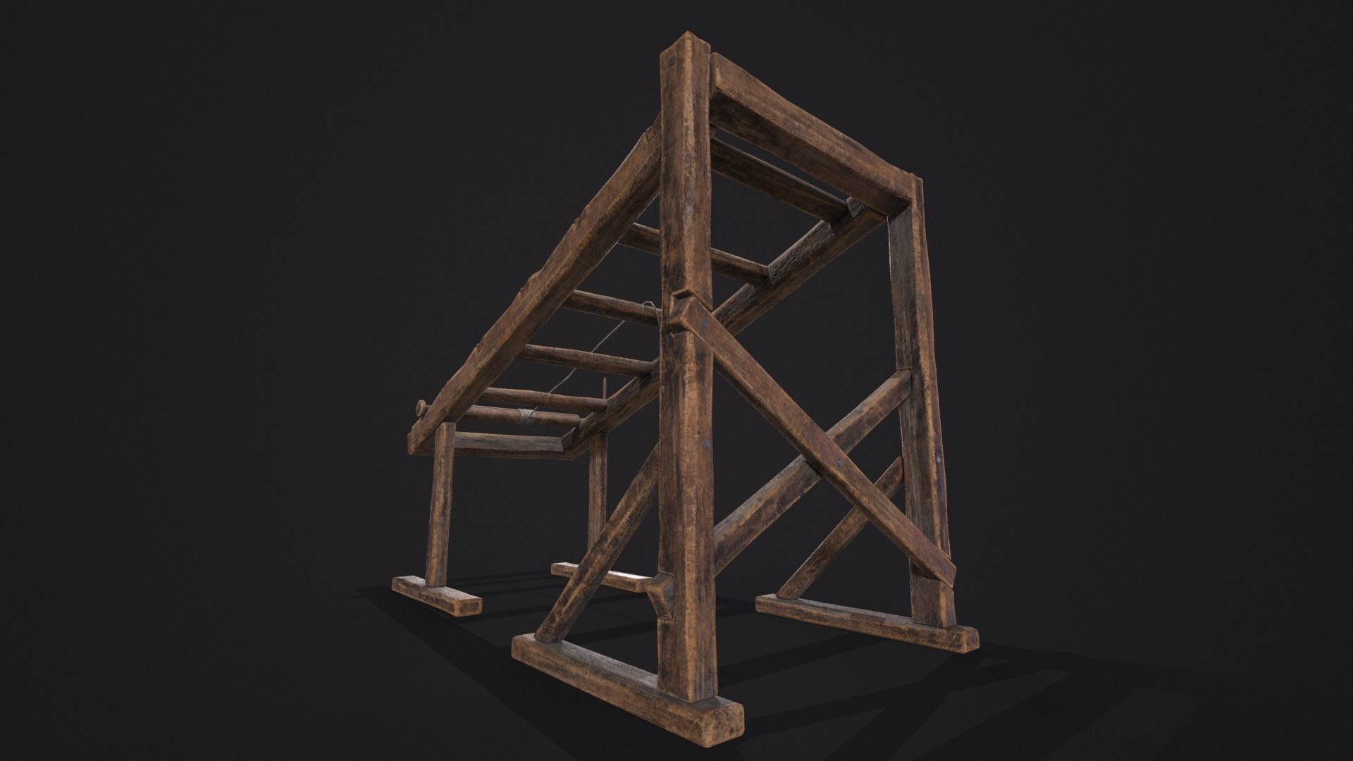 Medieval Rack Torture Device Low-poly 3D model_14