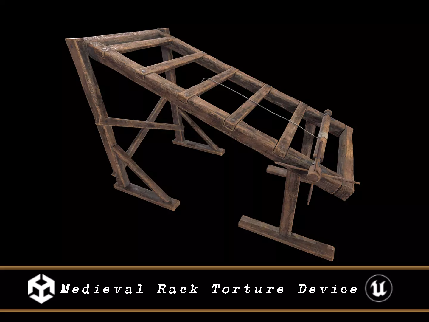 Medieval Rack Torture Device Low-poly 3D model_0