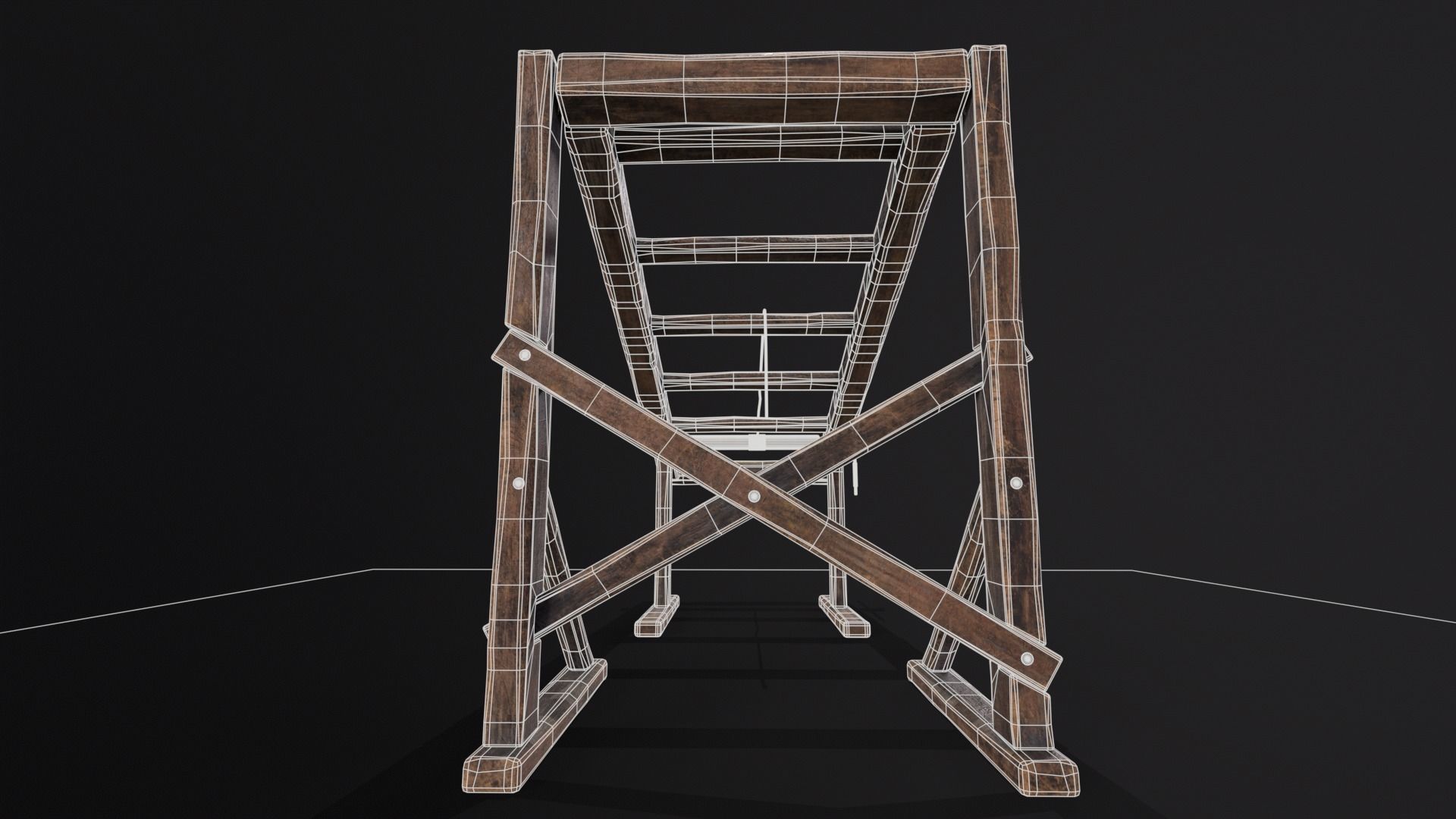 Medieval Rack Torture Device Low-poly 3D model_17