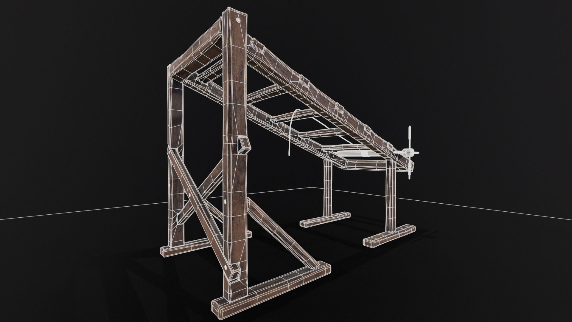 Medieval Rack Torture Device Low-poly 3D model_19