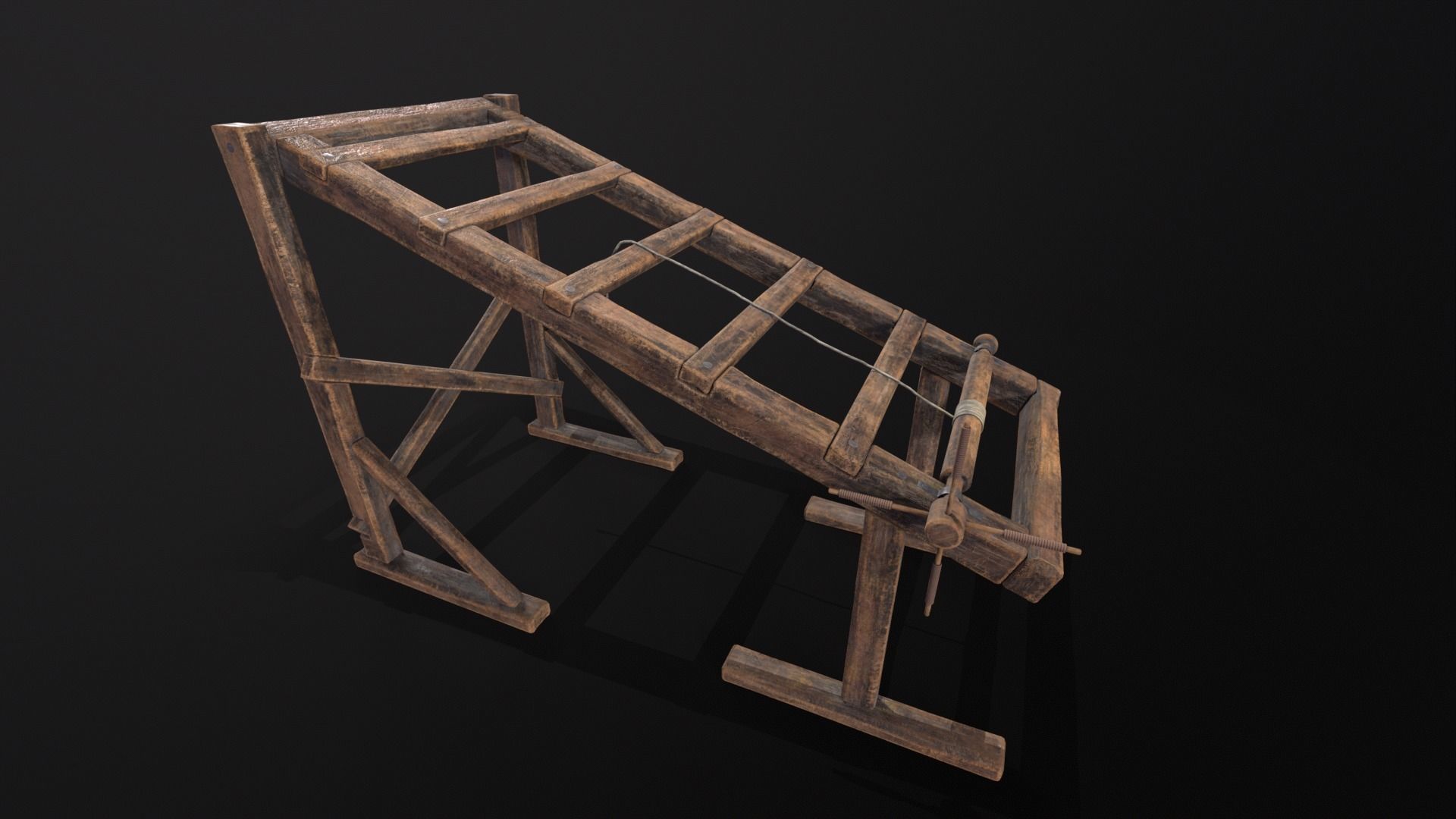Medieval Rack Torture Device Low-poly 3D model_2