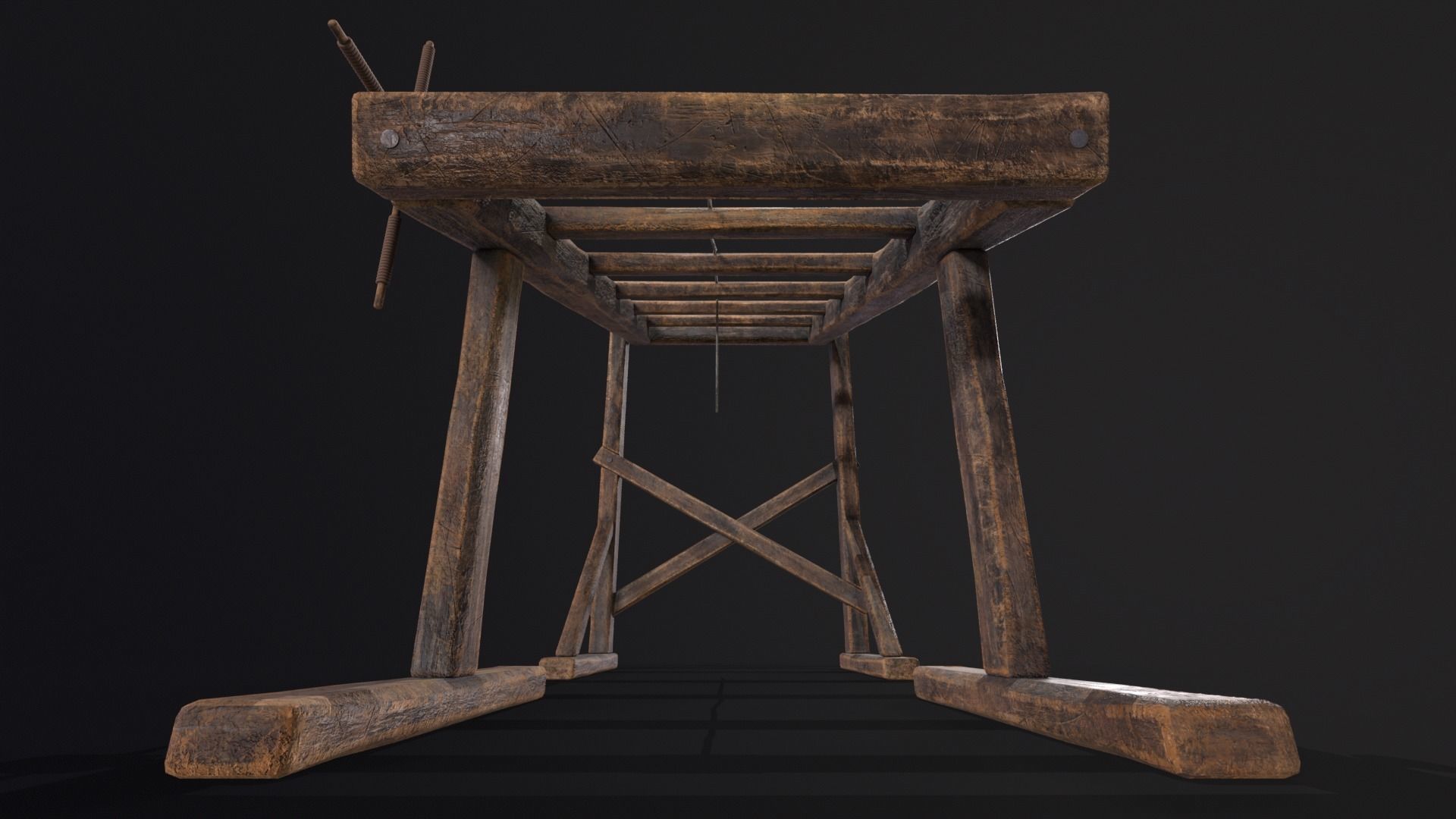 Medieval Rack Torture Device Low-poly 3D model_20