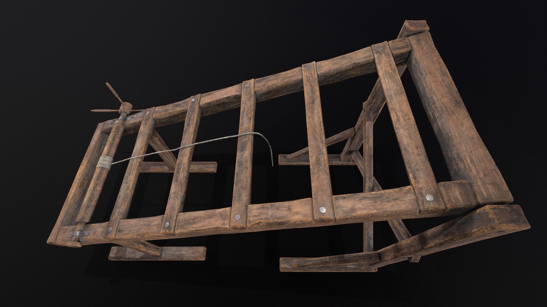 Medieval Rack Torture Device Low-poly 3D model_12