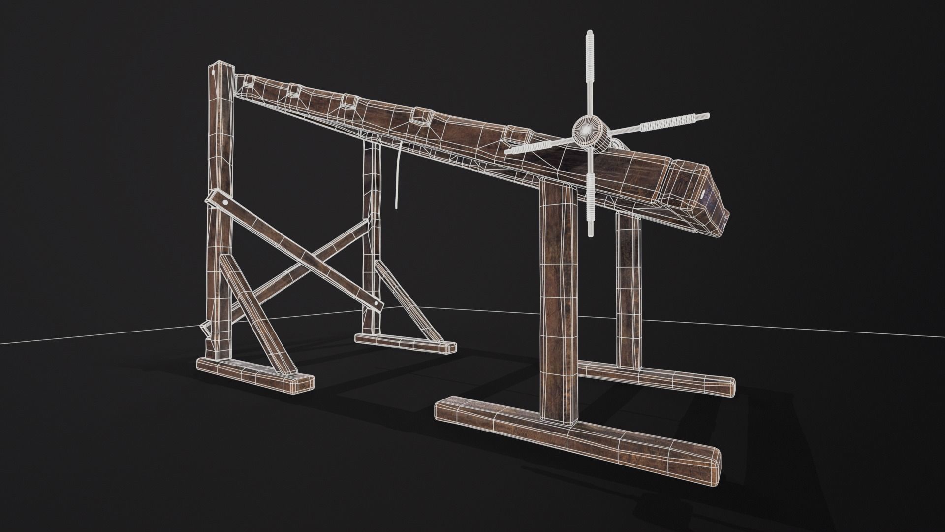 Medieval Rack Torture Device Low-poly 3D model_5