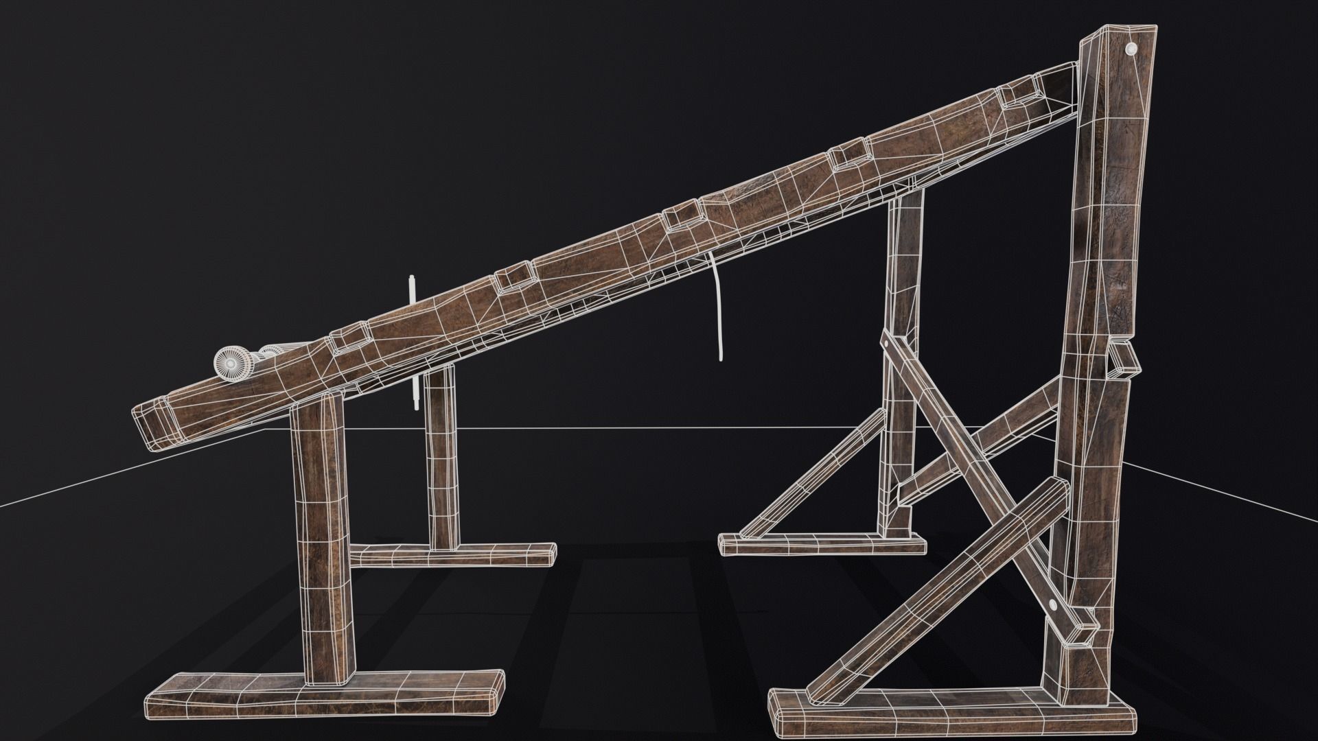 Medieval Rack Torture Device Low-poly 3D model_11