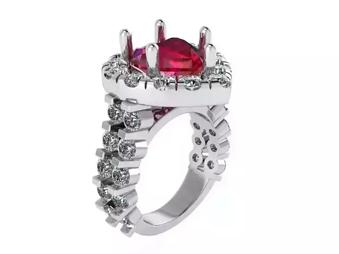 Heart Cut Stone Double Shank Ring 4007