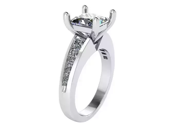 Princess Cut Diamond Peg Setting Ring 4015