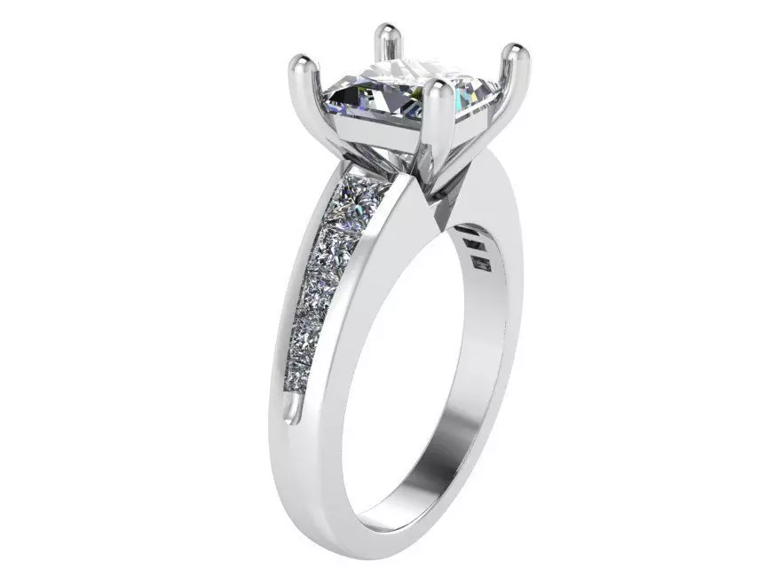 Princess Cut Diamond Peg Setting Ring 4015 3D print model_0