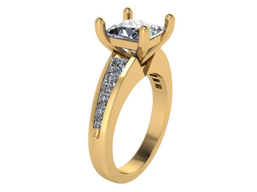 Princess Cut Diamond Peg Setting Ring 4015 3D print model_1