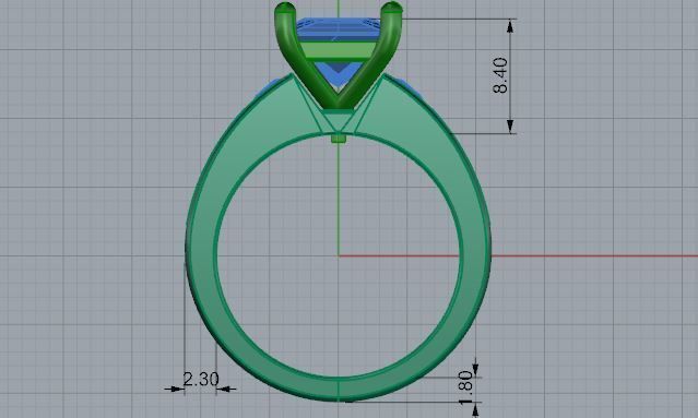 Princess Cut Diamond Peg Setting Ring 4015 3D print model_6