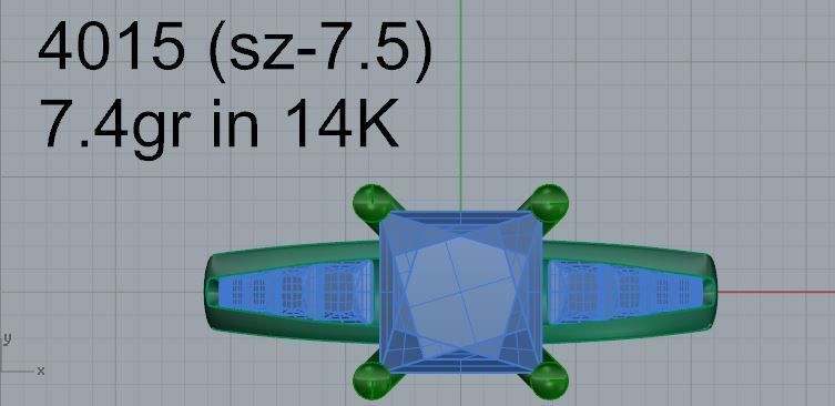 Princess Cut Diamond Peg Setting Ring 4015 3D print model_4