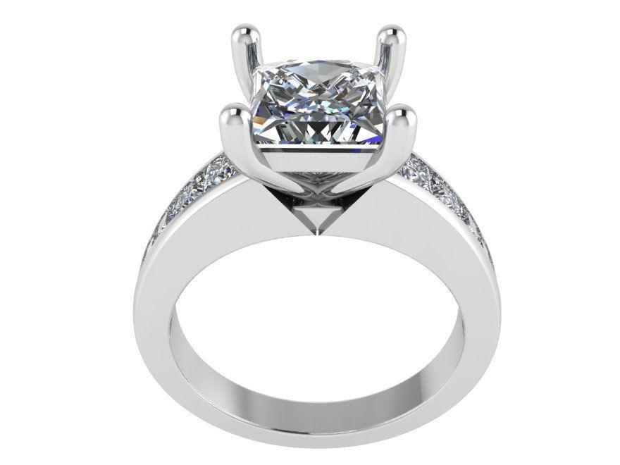 Princess Cut Diamond Peg Setting Ring 4015 3D print model_2
