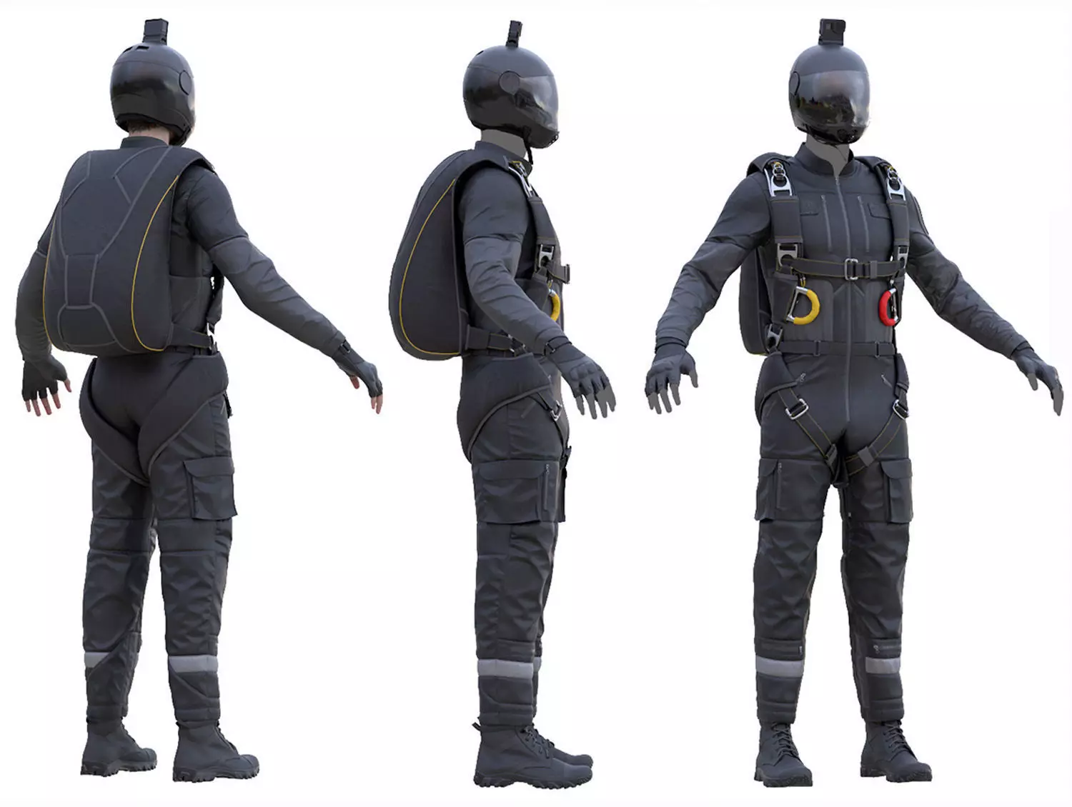 Male Skydiving Suit Low-poly 3D model