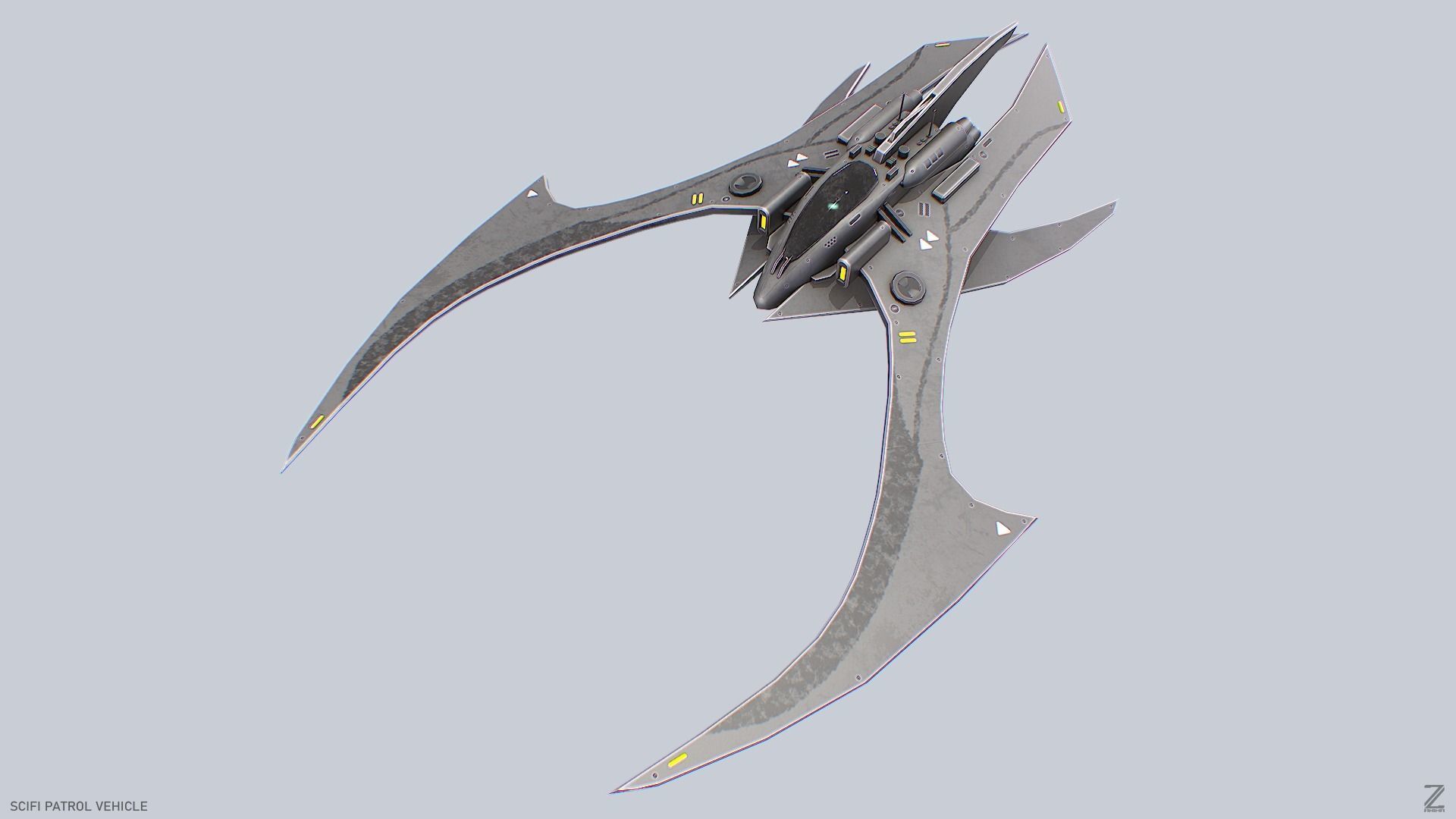 Scifi patrol vehicle Low-poly 3D model_2